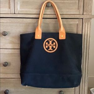 Tory Burch Navy canvas tote - cute inside pattern